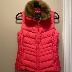 Talbots Women's Pink Faux Fur Collar Down Puffer Vest - Size XS - NWT
